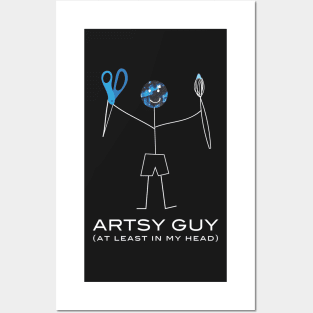 Funny Mens Artsy Guy At Least In My Head Illustration Posters and Art